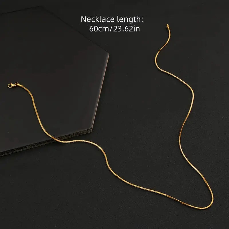 Premium snake-chain Necklace with stainless steel- Gold Plated Unisex Jewelry. NEOLIGHT