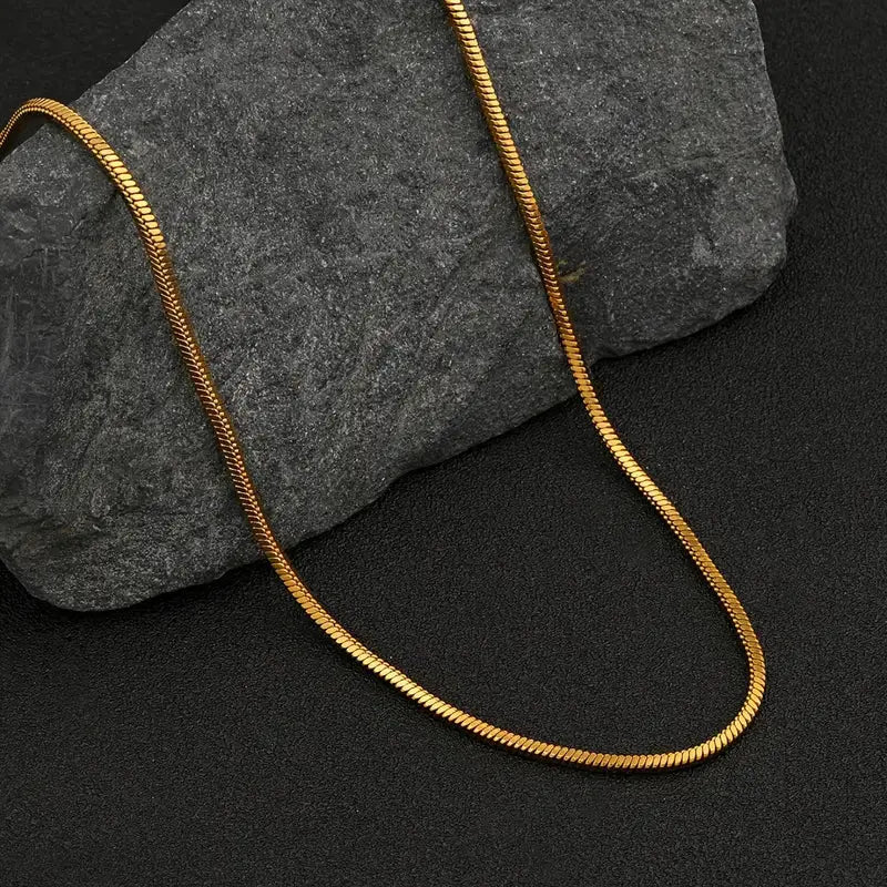 Premium snake-chain Necklace with stainless steel- Gold Plated Unisex Jewelry. NEOLIGHT