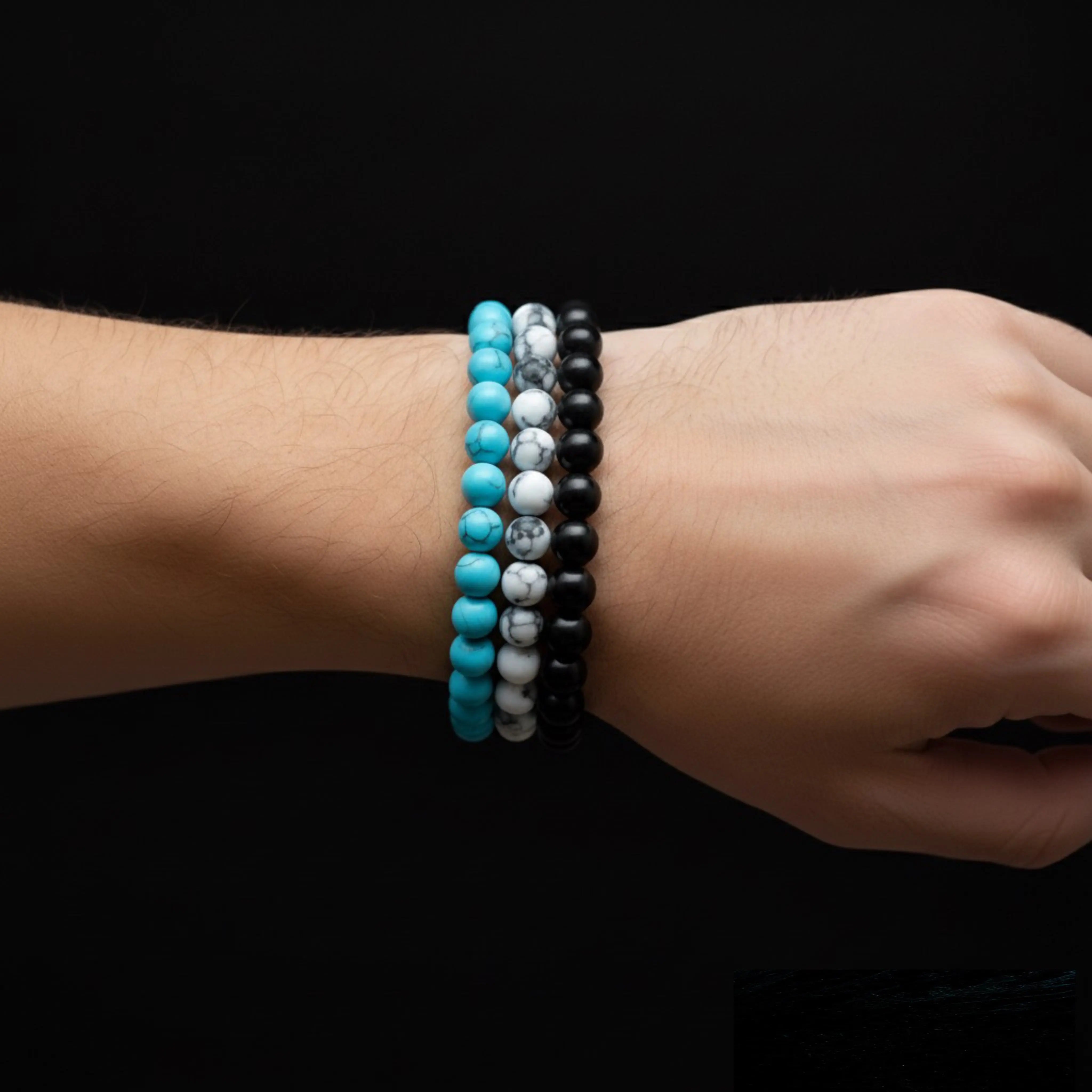 Premium Multi-Color Natural Stone Bracelet – Stress Relief, & Non-fading shine with 3pack. NEOLIGHT