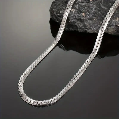 Premium Cuban Link Silver Chain &Classic Flat Design for men