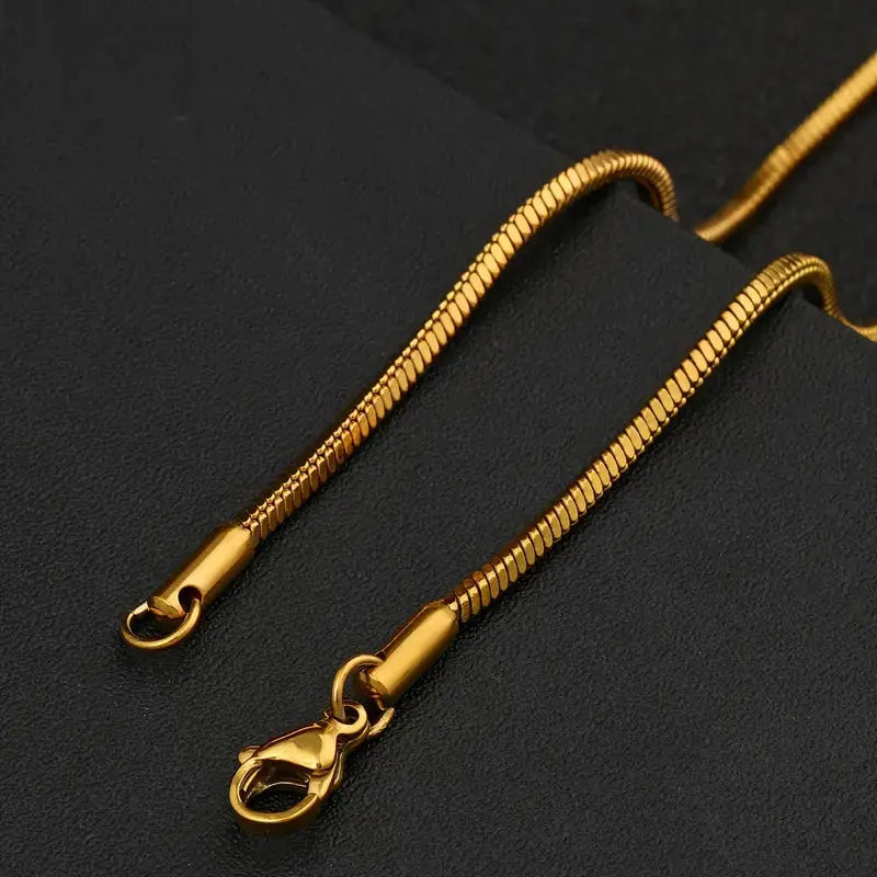Premium snake-chain Necklace with stainless steel- Gold Plated Unisex Jewelry. NEOLIGHT