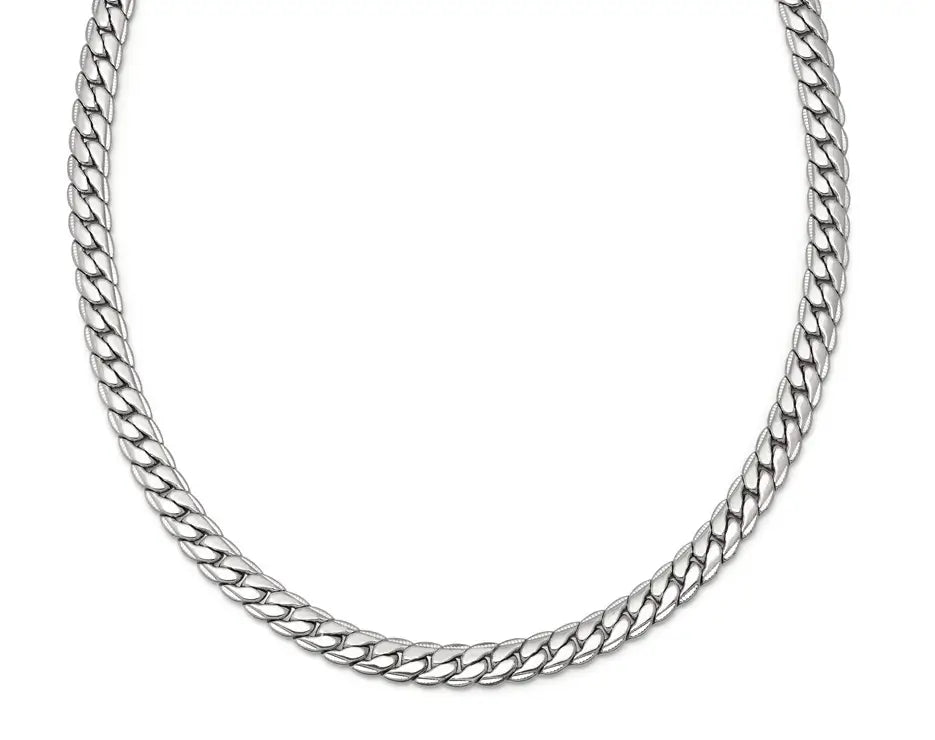Premium Cuban Link Silver Chain &Classic Flat Design for men