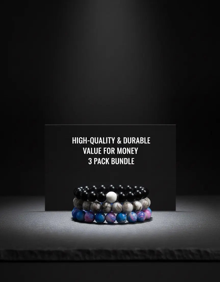 Premium Multi-Color Natural Stone Bracelet – Stress Relief, & Non-fading shine with 3pack. NEOLIGHT