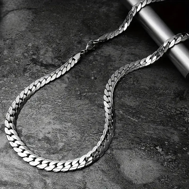 Premium Cuban Link Silver Chain &Classic Flat Design for men