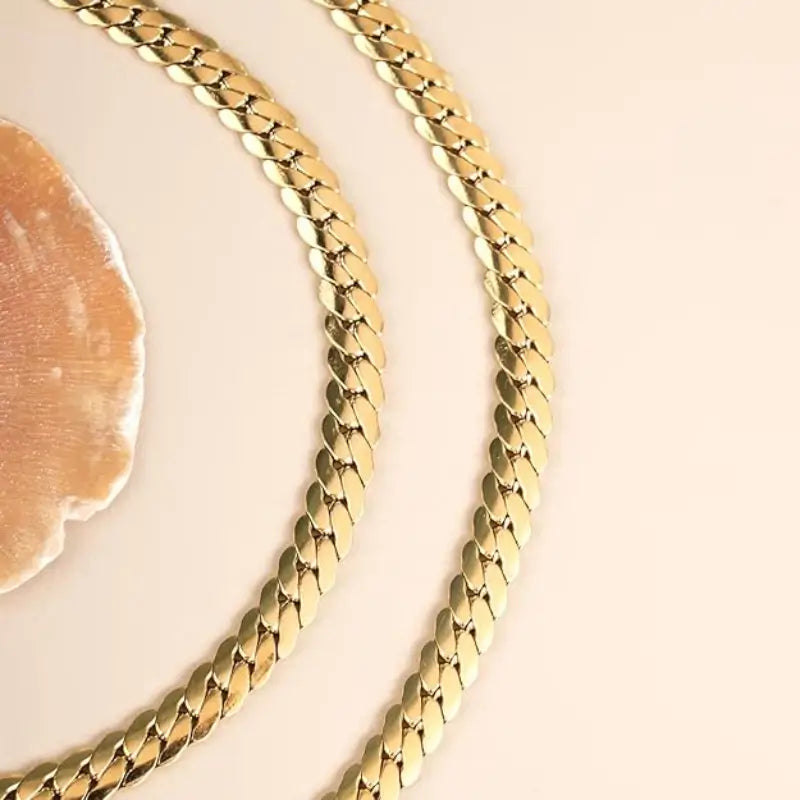 Premium Cuban Link Gold Chain &Classic Flat Design Unisex.