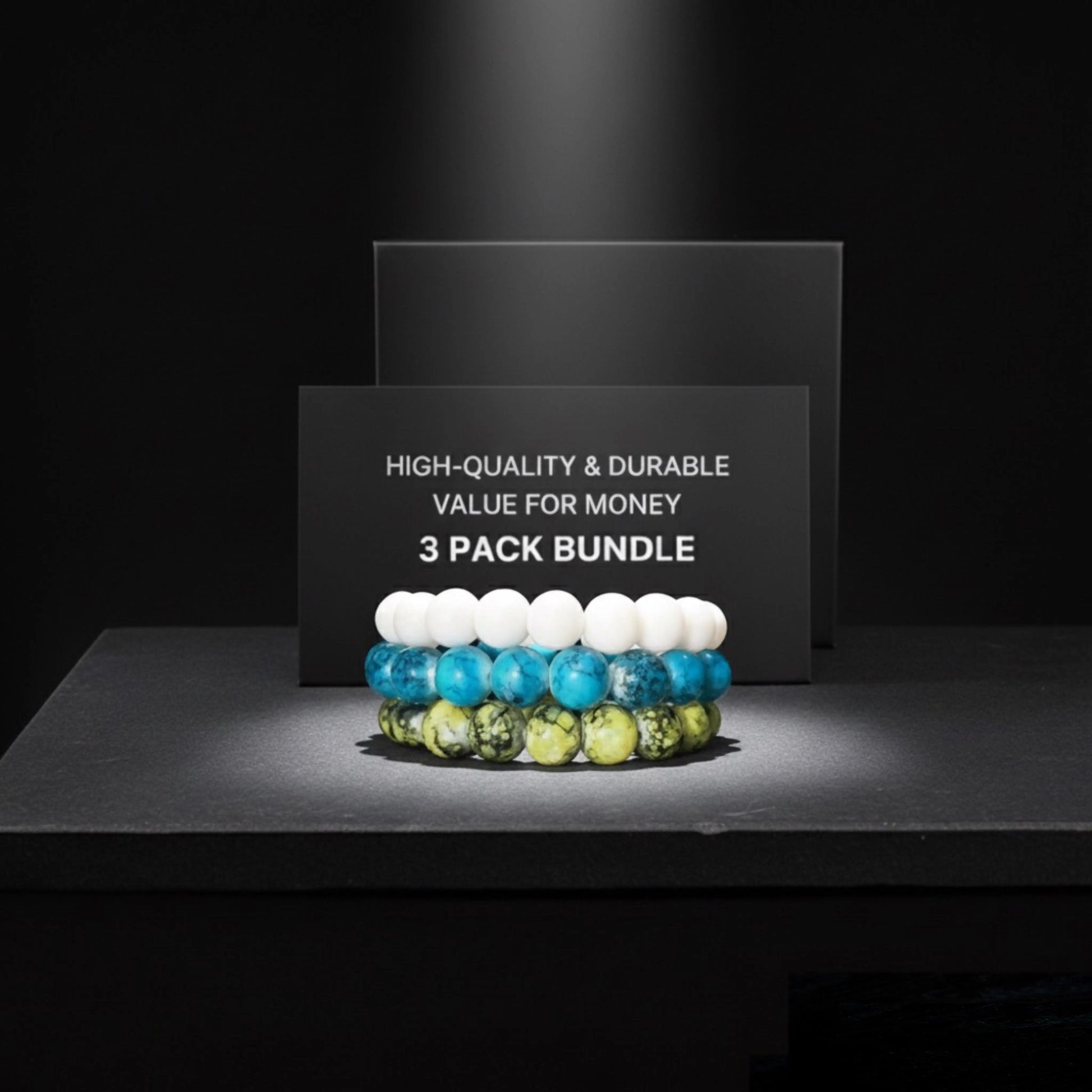 Premium Multi-Color Natural Stone Bracelet – Stress Relief, & Non-fading shine with 3pack. NEOLIGHT