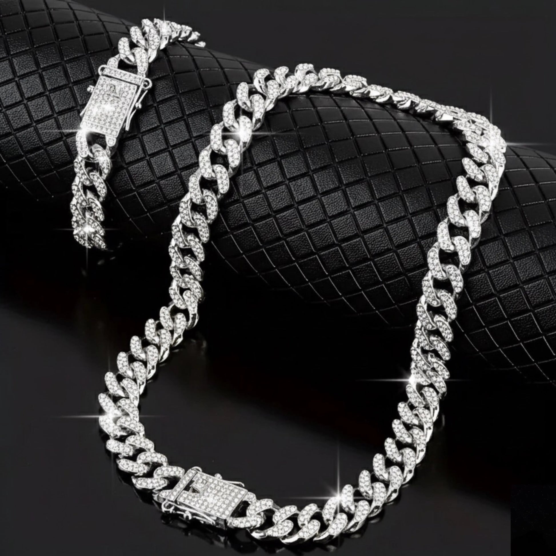 Luxury Iced Out Cuban Link Chain & Bracelet Set – Silver Plated Hip Hop Jewelry NEOLIGHT