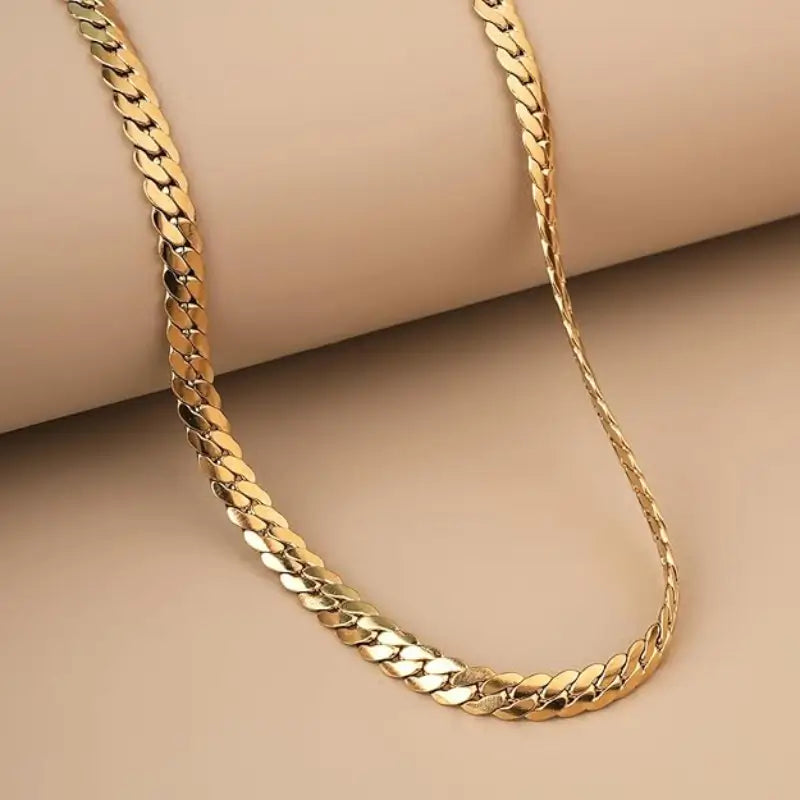 Premium Cuban Link Gold Chain &Classic Flat Design Unisex.