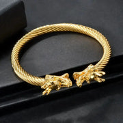 Premium Stainless Steel Dragon Bracelet | Gold Plated Unisex Kara Bangle. NEOLIGHT