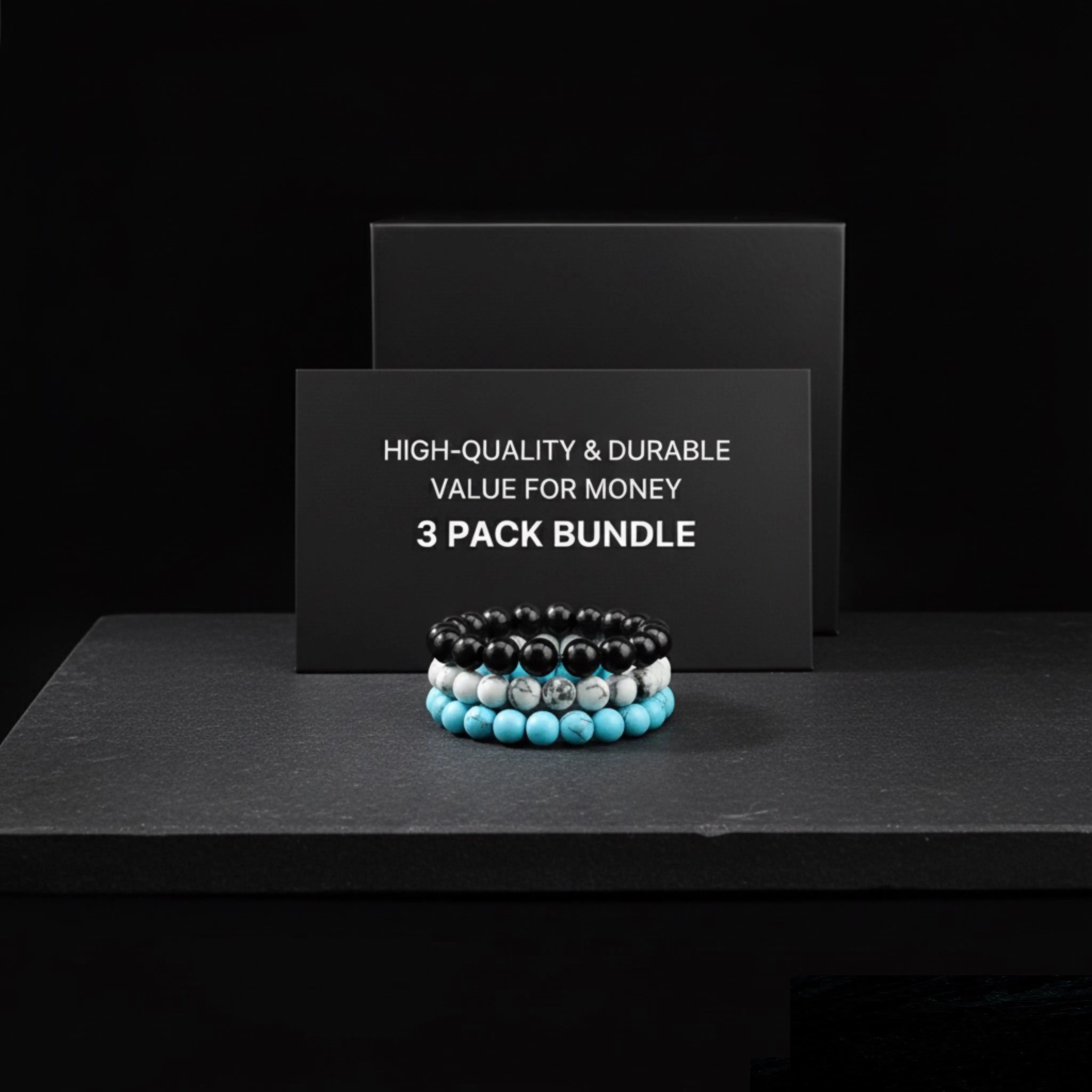 Premium Multi-Color Natural Stone Bracelet – Stress Relief, & Non-fading shine with 3pack. NEOLIGHT